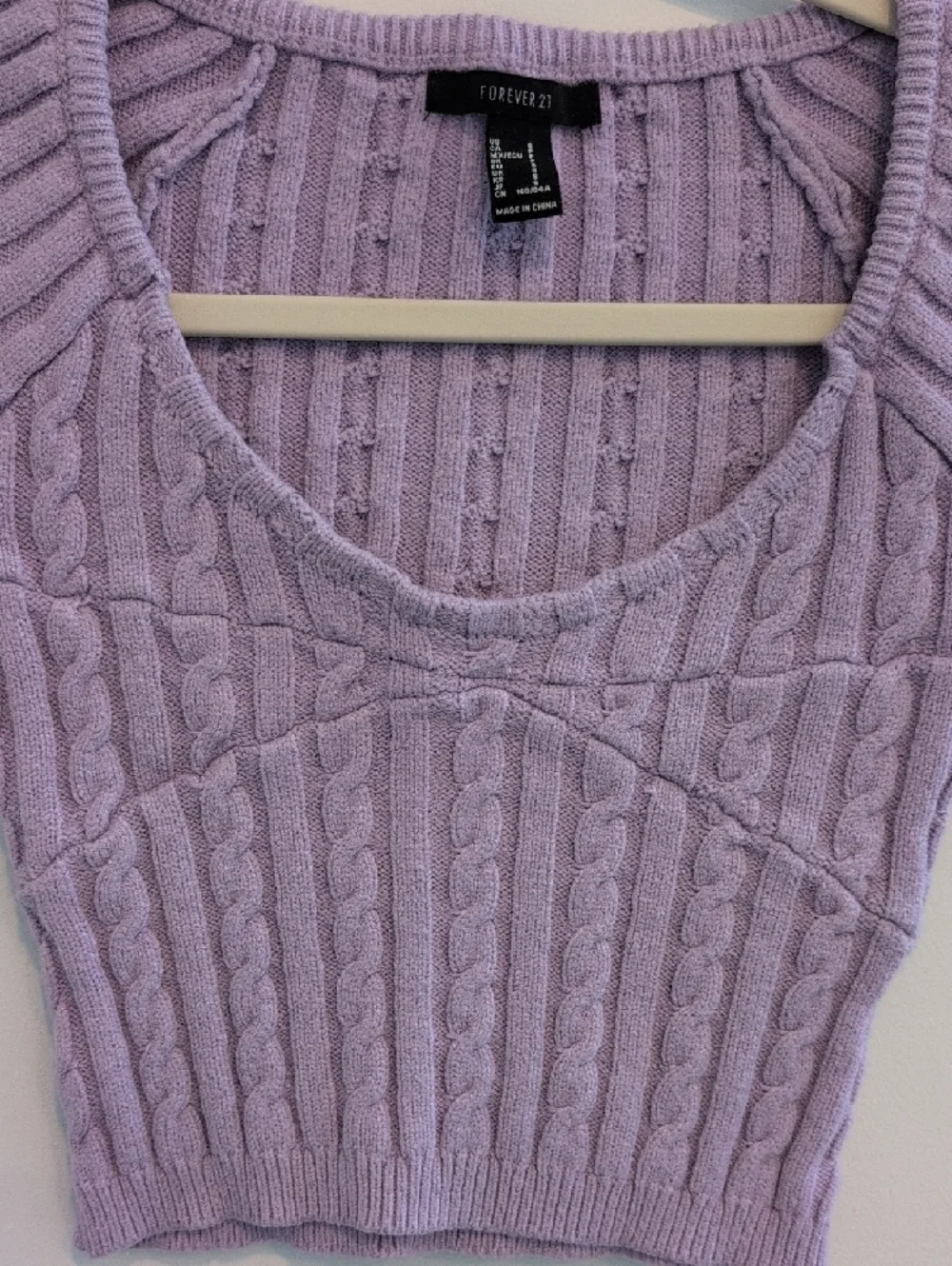 Forever 21 Lavender Cable-Knit Scoop Crop Top - Picture 2 of 5